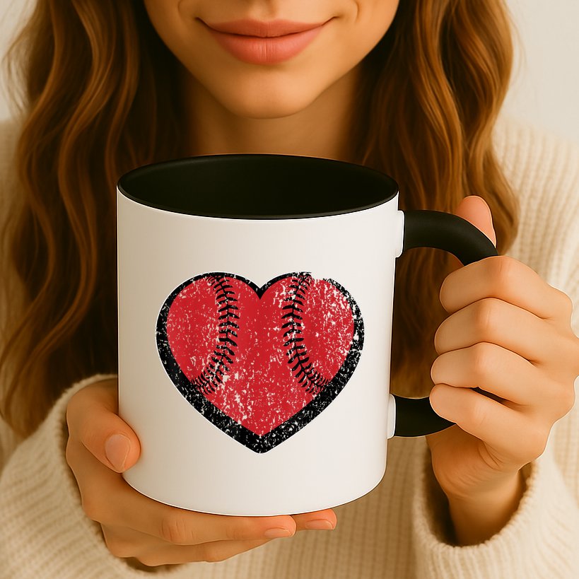 Funny Gift Baseball Heart Vintage Valentine's Day Gift For Kids Boys Mug