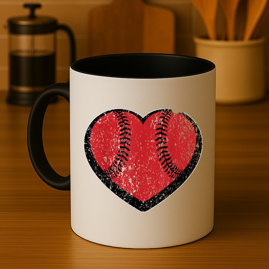 Funny Gift Baseball Heart Vintage Valentine's Day Gift For Kids Boys Mug