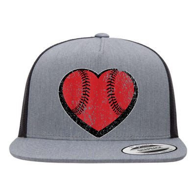 Funny Gift Baseball Heart Vintage Valentine's Day Gift For Kids Boys Flat Bill Trucker Hat