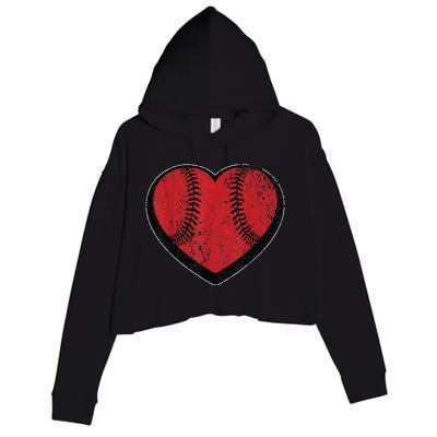 Funny Gift Baseball Heart Vintage Valentine's Day Gift For Kids Boys Crop Fleece Hoodie