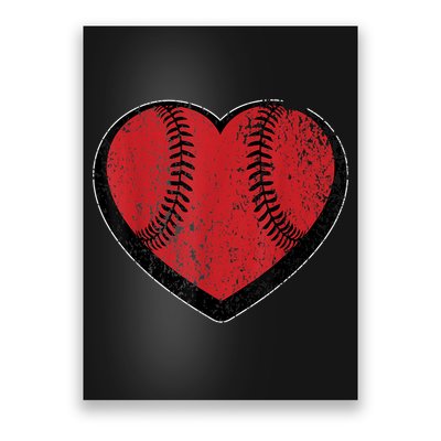 Funny Gift Baseball Heart Vintage Valentine's Day Gift For Kids Boys Poster