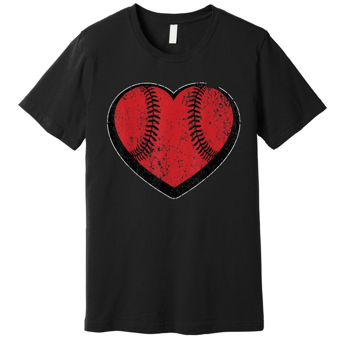 Funny Gift Baseball Heart Vintage Valentine's Day Gift For Kids Boys Premium T-Shirt