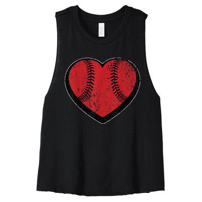 Funny Gift Baseball Heart Vintage Valentine's Day Gift For Kids Boys Women's Racerback Cropped Tank