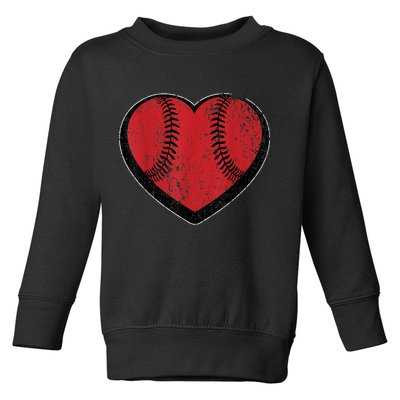 Funny Gift Baseball Heart Vintage Valentine's Day Gift For Kids Boys Toddler Sweatshirt