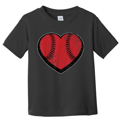 Funny Gift Baseball Heart Vintage Valentine's Day Gift For Kids Boys Toddler T-Shirt