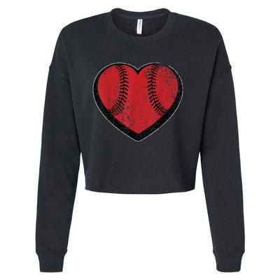 Funny Gift Baseball Heart Vintage Valentine's Day Gift For Kids Boys Cropped Pullover Crew