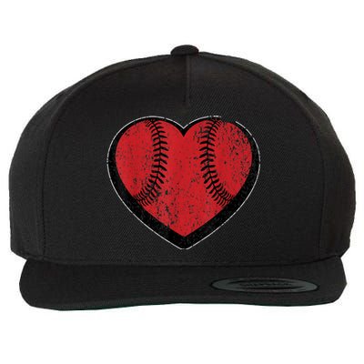 Funny Gift Baseball Heart Vintage Valentine's Day Gift For Kids Boys Wool Snapback Cap