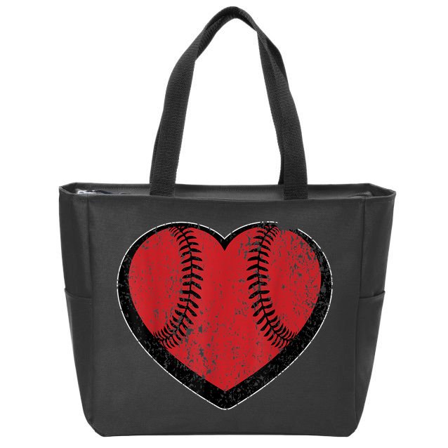 Funny Gift Baseball Heart Vintage Valentine's Day Gift For Kids Boys Zip Tote Bag