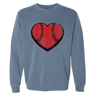 Funny Gift Baseball Heart Vintage Valentine's Day Gift For Kids Boys Garment-Dyed Sweatshirt