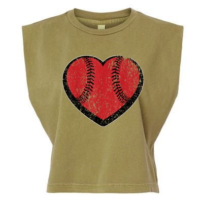 Funny Gift Baseball Heart Vintage Valentine's Day Gift For Kids Boys Garment-Dyed Women's Muscle Tee