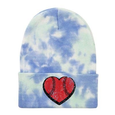 Funny Gift Baseball Heart Vintage Valentine's Day Gift For Kids Boys Tie Dye 12in Knit Beanie