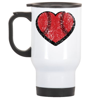 Funny Gift Baseball Heart Vintage Valentine's Day Gift For Kids Boys Stainless Steel Travel Mug