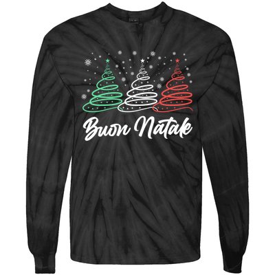 Funny Gift Buon Natale Italy Pride Xmas Holiday Italian Christmas Tie-Dye Long Sleeve Shirt