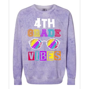 Fourth Grade Back To School 4Th Grade Vibes Cool Sunglasses Cool Gift Colorblast Crewneck Sweatshirt