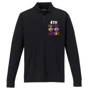 Fourth Grade Back To School 4Th Grade Vibes Cool Sunglasses Cool Gift Performance Long Sleeve Polo