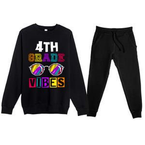 Fourth Grade Back To School 4Th Grade Vibes Cool Sunglasses Cool Gift Premium Crewneck Sweatsuit Set