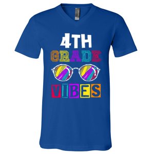 Fourth Grade Back To School 4Th Grade Vibes Cool Sunglasses Cool Gift V-Neck T-Shirt