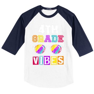 Fourth Grade Back To School 4Th Grade Vibes Cool Sunglasses Cool Gift Baseball Sleeve Shirt