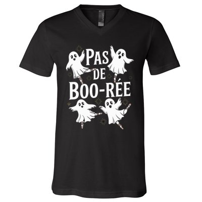 Funny Ghost Ballet Pas De Boo Halloween Dance V-Neck T-Shirt