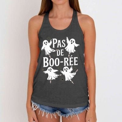 Funny Ghost Ballet Pas De Boo Halloween Dance Women's Knotted Racerback Tank