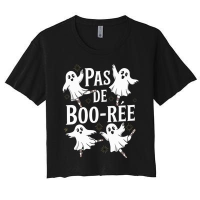 Funny Ghost Ballet Pas De Boo Halloween Dance Women's Crop Top Tee