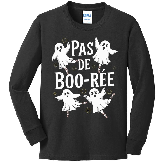 Funny Ghost Ballet Pas De Boo Halloween Dance Kids Long Sleeve Shirt