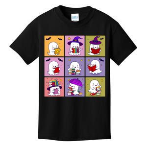 Funny Ghost Book Reading Halloween Design For Book Lovers & Teachers Kids T-Shirt