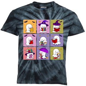 Funny Ghost Book Reading Halloween Design For Book Lovers & Teachers Kids Tie-Dye T-Shirt