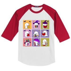 Funny Ghost Book Reading Halloween Design For Book Lovers & Teachers Kids Colorblock Raglan Jersey