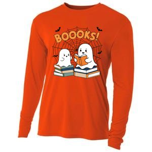 Funny Ghost Book Reading Halloween Design For Book Lovers & Teachers Cooling Performance Long Sleeve Crew