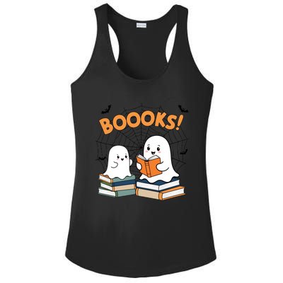 Funny Ghost Book Reading Halloween Design For Book Lovers & Teachers Ladies PosiCharge Competitor Racerback Tank