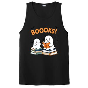 Funny Ghost Book Reading Halloween Design For Book Lovers & Teachers PosiCharge Competitor Tank