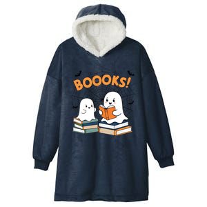 Funny Ghost Book Reading Halloween Design For Book Lovers & Teachers Hooded Wearable Blanket