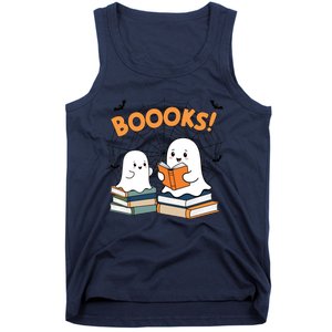 Funny Ghost Book Reading Halloween Design For Book Lovers & Teachers Tank Top