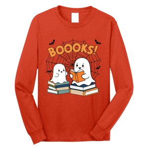 Funny Ghost Book Reading Halloween Design For Book Lovers & Teachers Long Sleeve Shirt