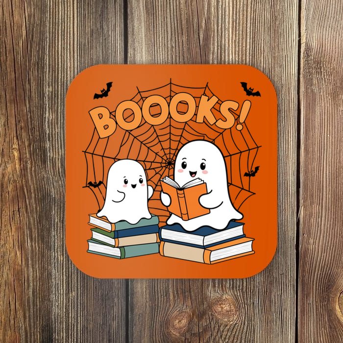 Funny Ghost Book Reading Halloween Design For Book Lovers & Teachers Coaster