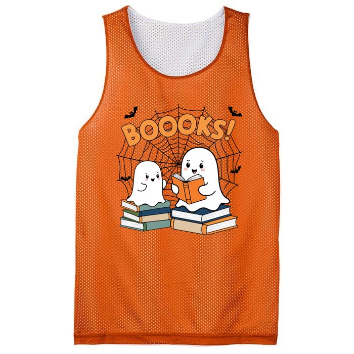 Funny Ghost Book Reading Halloween Design For Book Lovers & Teachers Mesh Reversible Basketball Jersey Tank