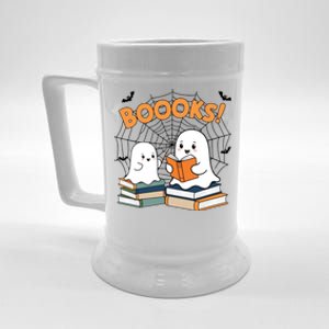 Funny Ghost Book Reading Halloween Design For Book Lovers & Teachers Beer Stein