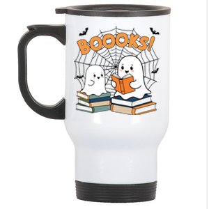 Funny Ghost Book Reading Halloween Design For Book Lovers & Teachers Stainless Steel Travel Mug