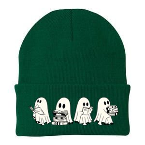 Funny Ghost Book Reading Halloween Books Lover Teacher Knit Cap Winter Beanie