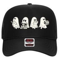 Funny Ghost Book Reading Halloween Books Lover Teacher High Crown Mesh Back Trucker Hat