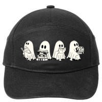 Funny Ghost Book Reading Halloween Books Lover Teacher 7-Panel Snapback Hat