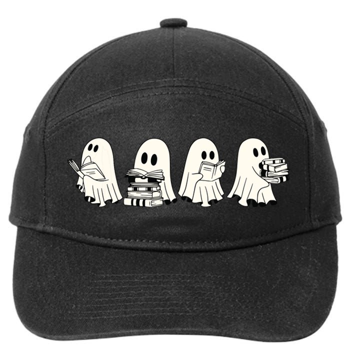 Funny Ghost Book Reading Halloween Books Lover Teacher 7-Panel Snapback Hat