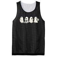 Funny Ghost Book Reading Halloween Books Lover Teacher Mesh Reversible Basketball Jersey Tank