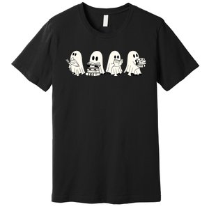 Funny Ghost Book Reading Halloween Books Lover Teacher Premium T-Shirt