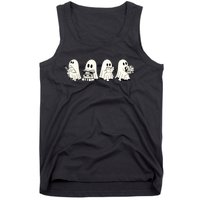 Funny Ghost Book Reading Halloween Books Lover Teacher Tank Top