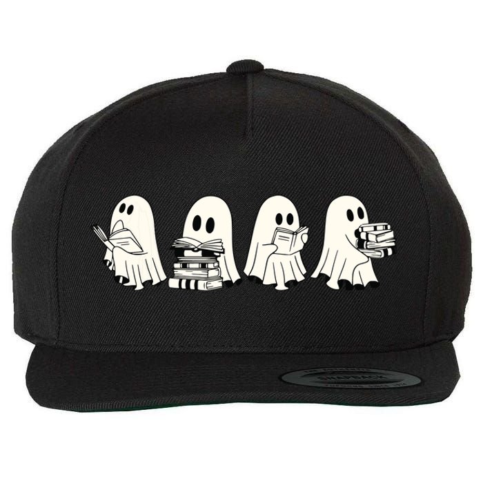 Funny Ghost Book Reading Halloween Books Lover Teacher Wool Snapback Cap