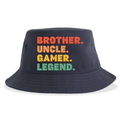 Funny Gamer Brother Uncle Gaming Legend Vintage Video Game Sustainable Bucket Hat