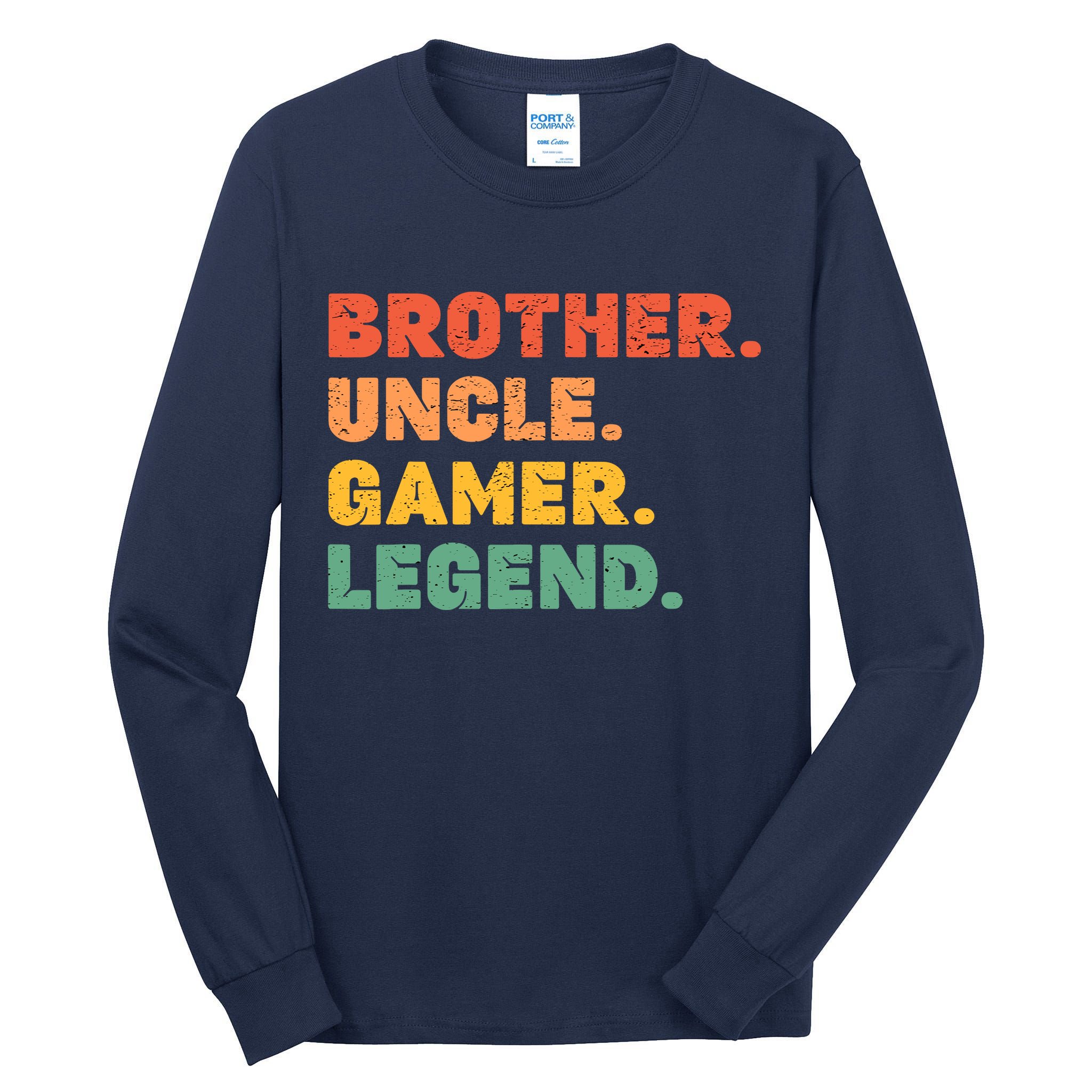 Funny Gamer Brother Uncle Gaming Legend Vintage Video Game Tall Long Sleeve T-Shirt