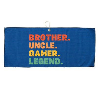 Funny Gamer Brother Uncle Gaming Legend Vintage Video Game Large Microfiber Waffle Golf Towel